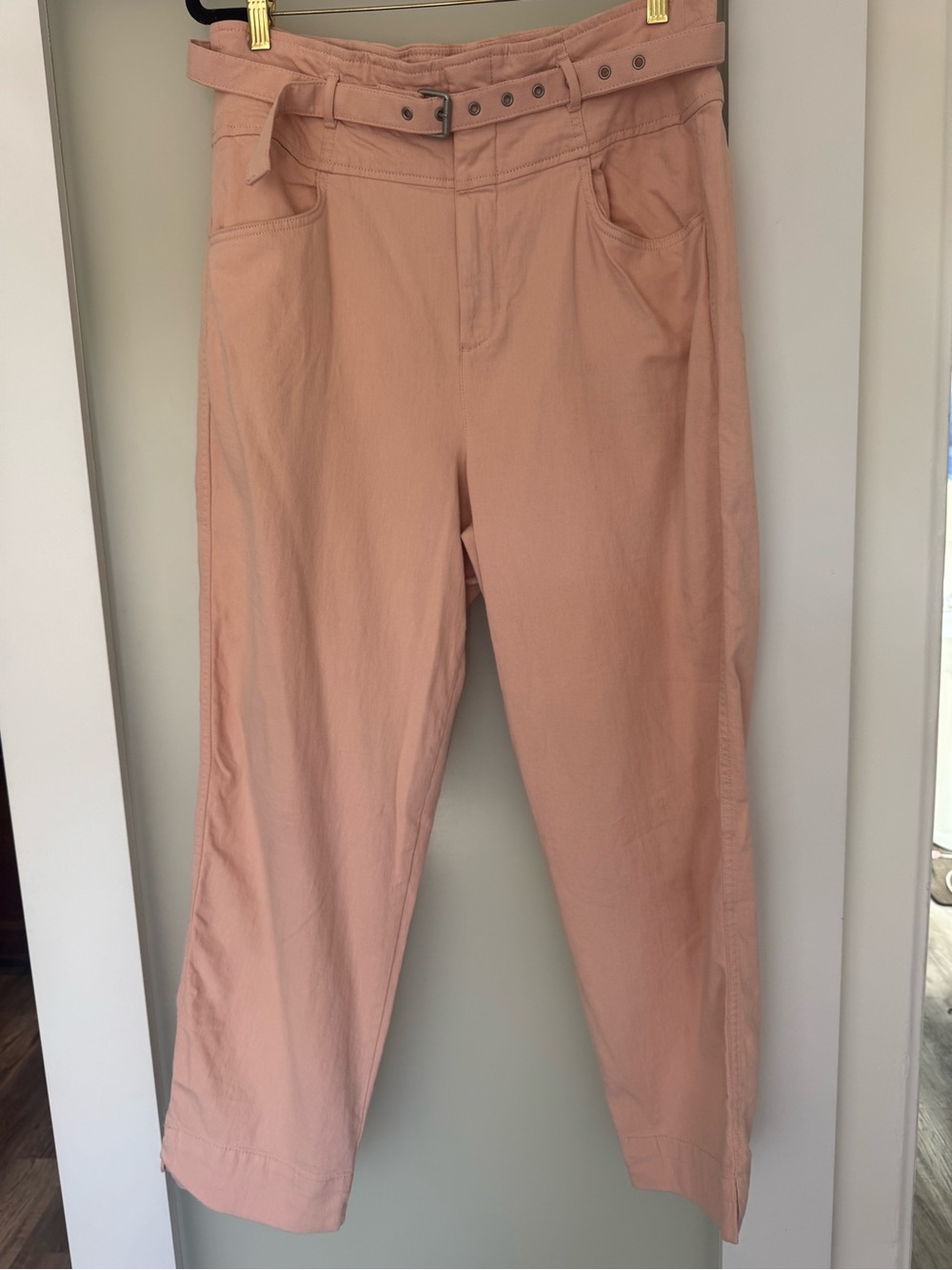 GAP Cropped Chino Pants with Fabric Belt in Dusty Rose